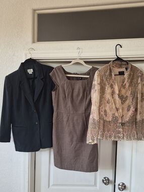 Koret Vtg Blazer, Banana Republic Wool Dress & Dana Buchman 100% Silk Blouse